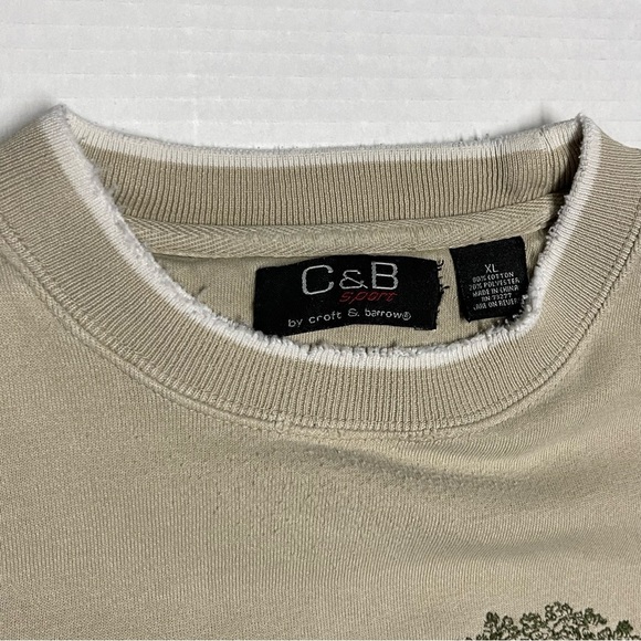 Croft & Barrow Beige Crewneck Sweater with Nature Deer Design - Flaw - Picture 8 of 8